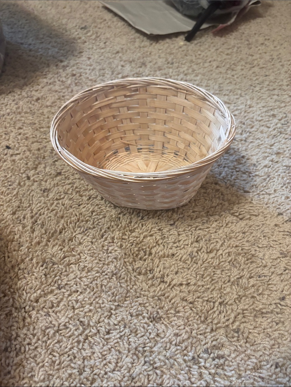 Natural Woven Round Basket - Cream